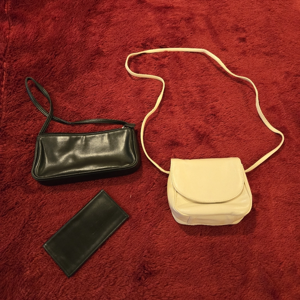 Mini Purses & Billfold Trio – Black,  Tan/Cream Set